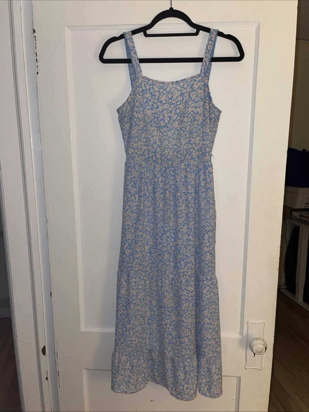 Sienna Sky Tiered Blue Floral Midi Dress